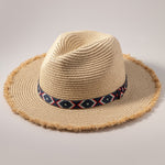 Load image into Gallery viewer, TRIBAL STRAP STRAW FRAYED HAT
