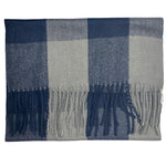 Load image into Gallery viewer, PLAID SCARF - NAVY AND GRAY
