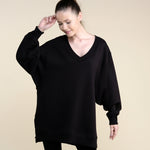 Load image into Gallery viewer, Oversized Sweatshirt Tunic - Black
