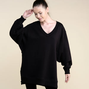Oversized Sweatshirt Tunic - Black