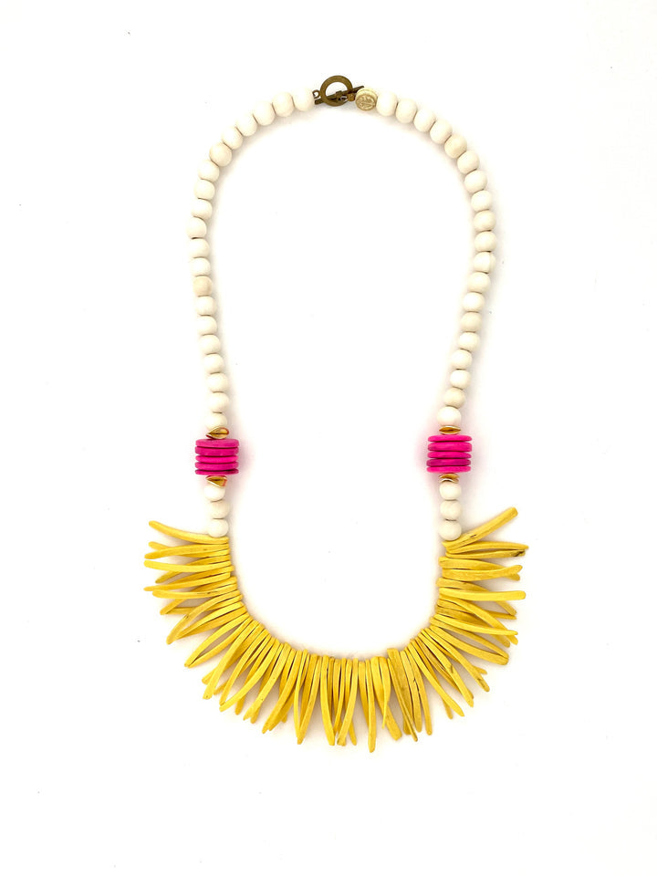 COCONUT WOOD NECKLACE - SUNFLOWER YELLOW