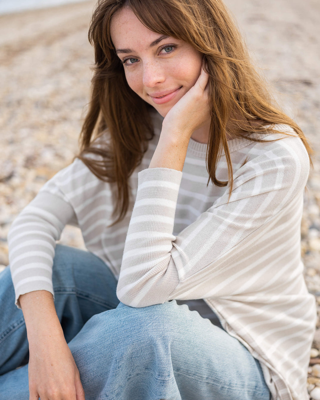 Catalina Sweater - Sand Stripes