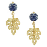 Load image into Gallery viewer, BLUE &amp; WHITE LEAF EARRINGS
