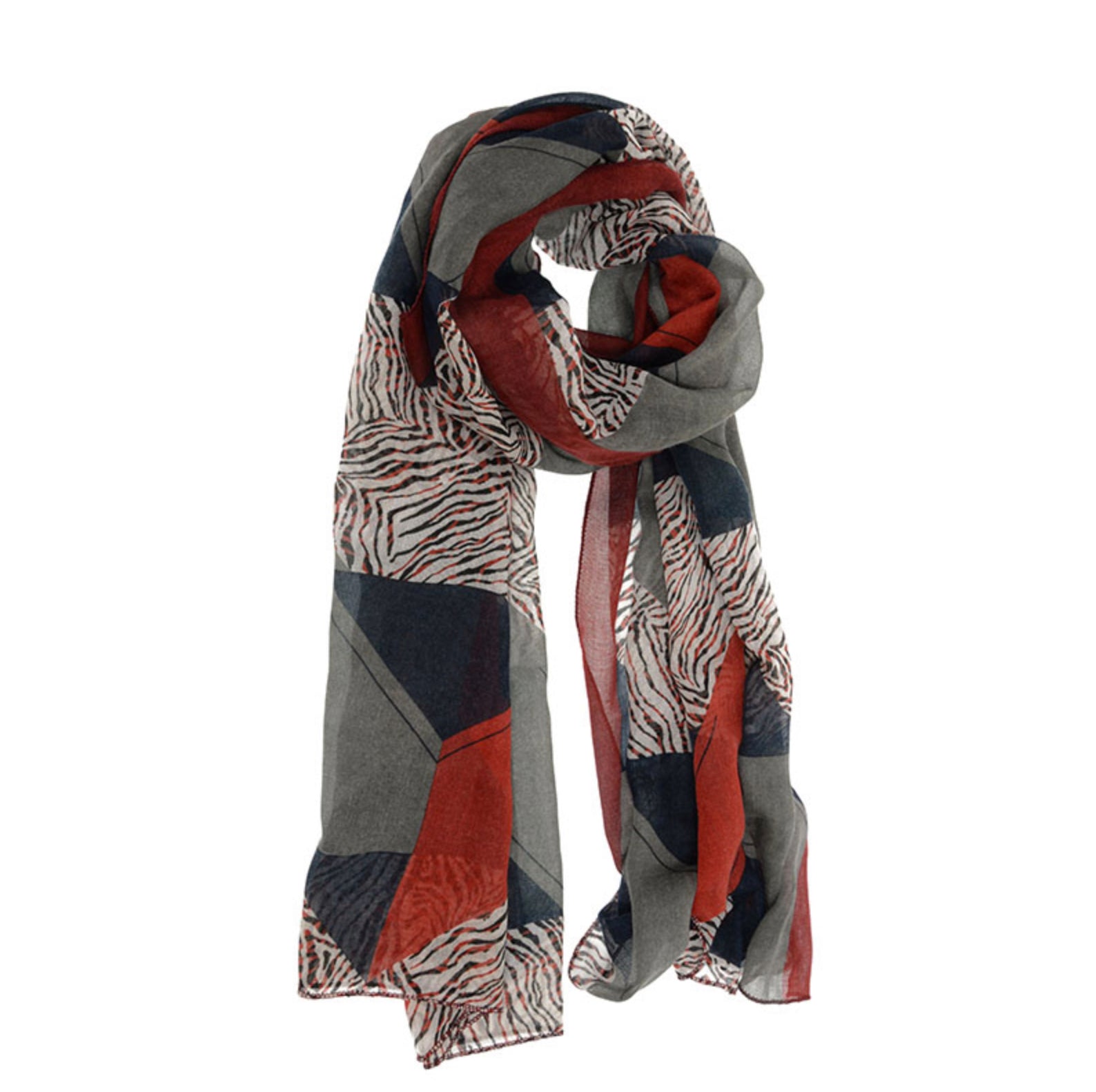 RED ABSTRACT TIGER SCARF