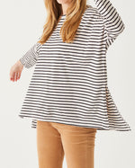 Load image into Gallery viewer, Catalina Slub Tee - Oatmeal and Black Stripes
