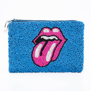 ROLLING STONE COIN PURSE - BLUE AND PINK
