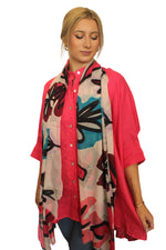 Load image into Gallery viewer, PINK OVERSIZED FLORAL SCARF
