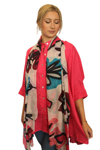 PINK OVERSIZED FLORAL SCARF