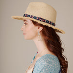 Load image into Gallery viewer, TRIBAL STRAP STRAW FRAYED HAT
