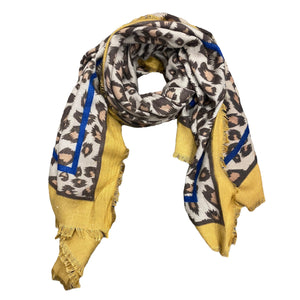 SQUARE LEOPARD SCARF - YELLOW