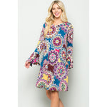 Load image into Gallery viewer, MEDALLION  RUFFLED SLEEVE DRESS
