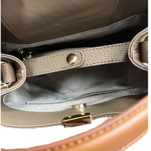GENUINE LEATHER TOP HANDLE BAG - Cocoa