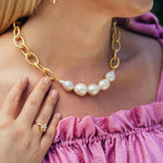 Load image into Gallery viewer, BAROQUE PEARL CHAIN NECKLACE
