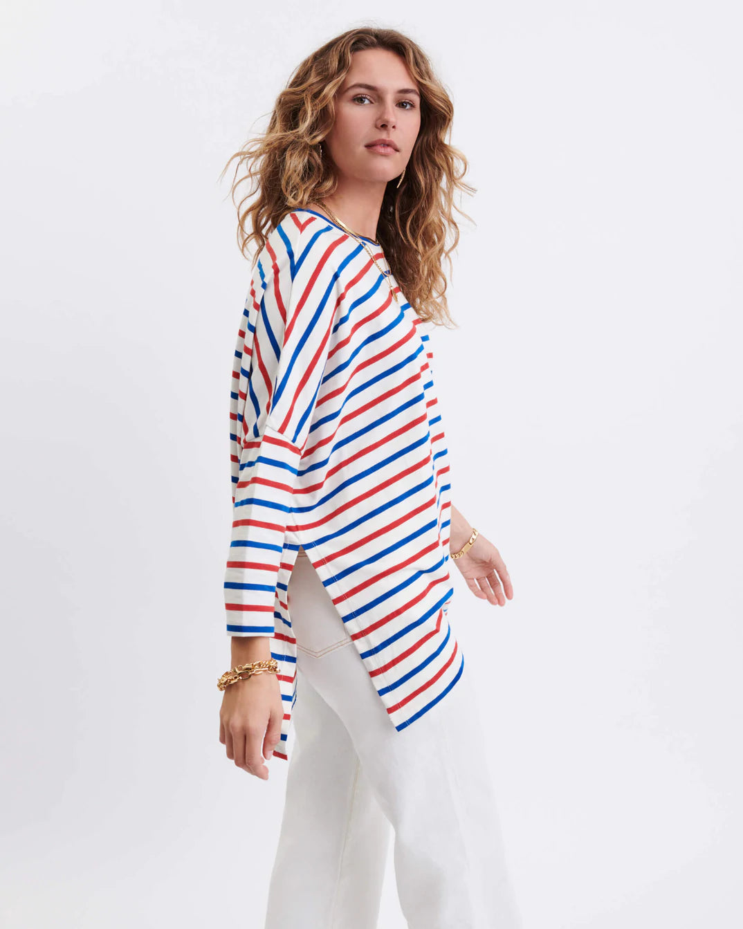 Catalina Slub Tee - Red, White, and Blue Stripes