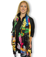 Load image into Gallery viewer, BLACK MULTI CORAL REEF SCARF

